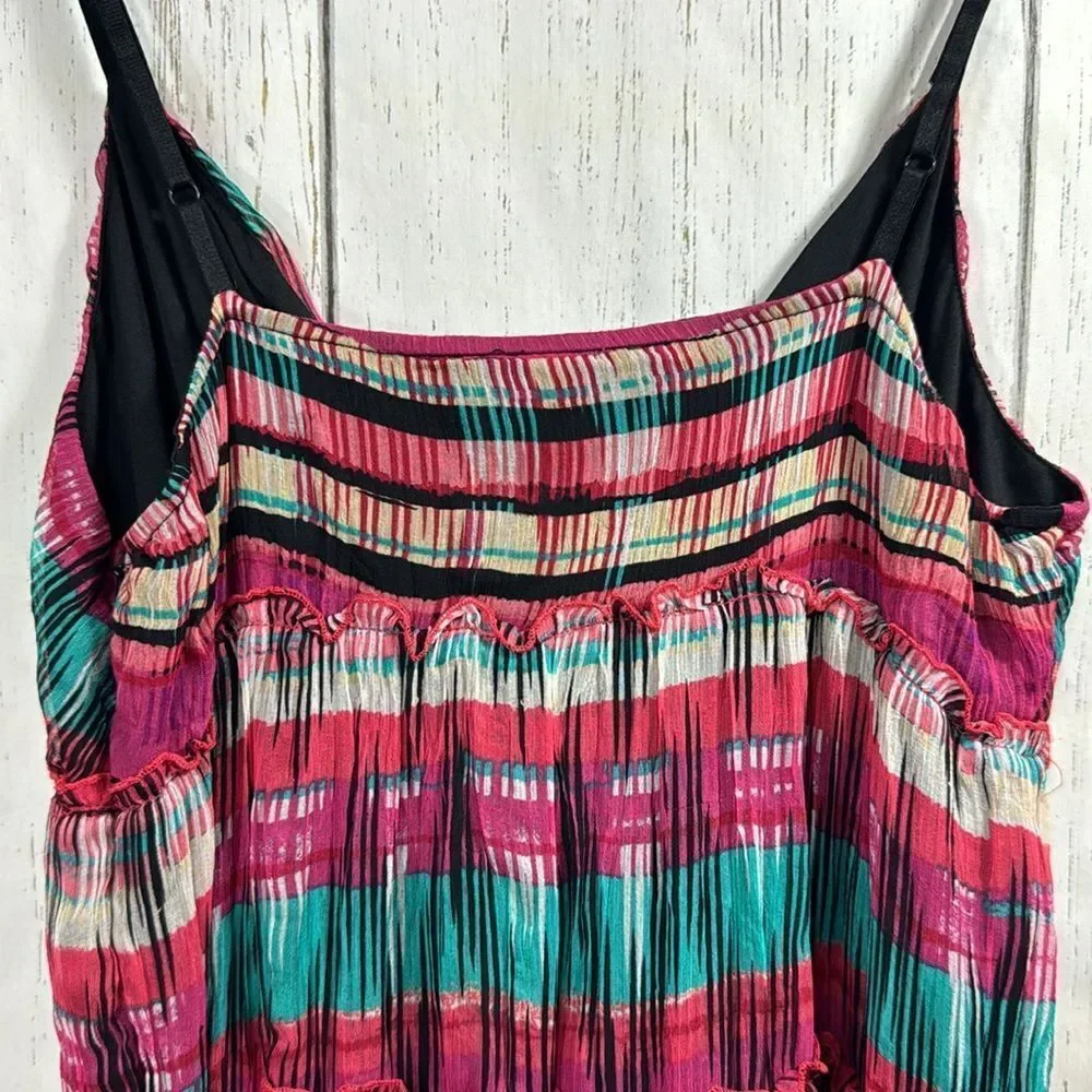 Buffalo David Britton Women 100% Silk Tank Top Ruffle Plaid Tiered Fairy Boho - Picture 12 of 16